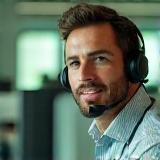 Carlo Bianchi with headset at support desk